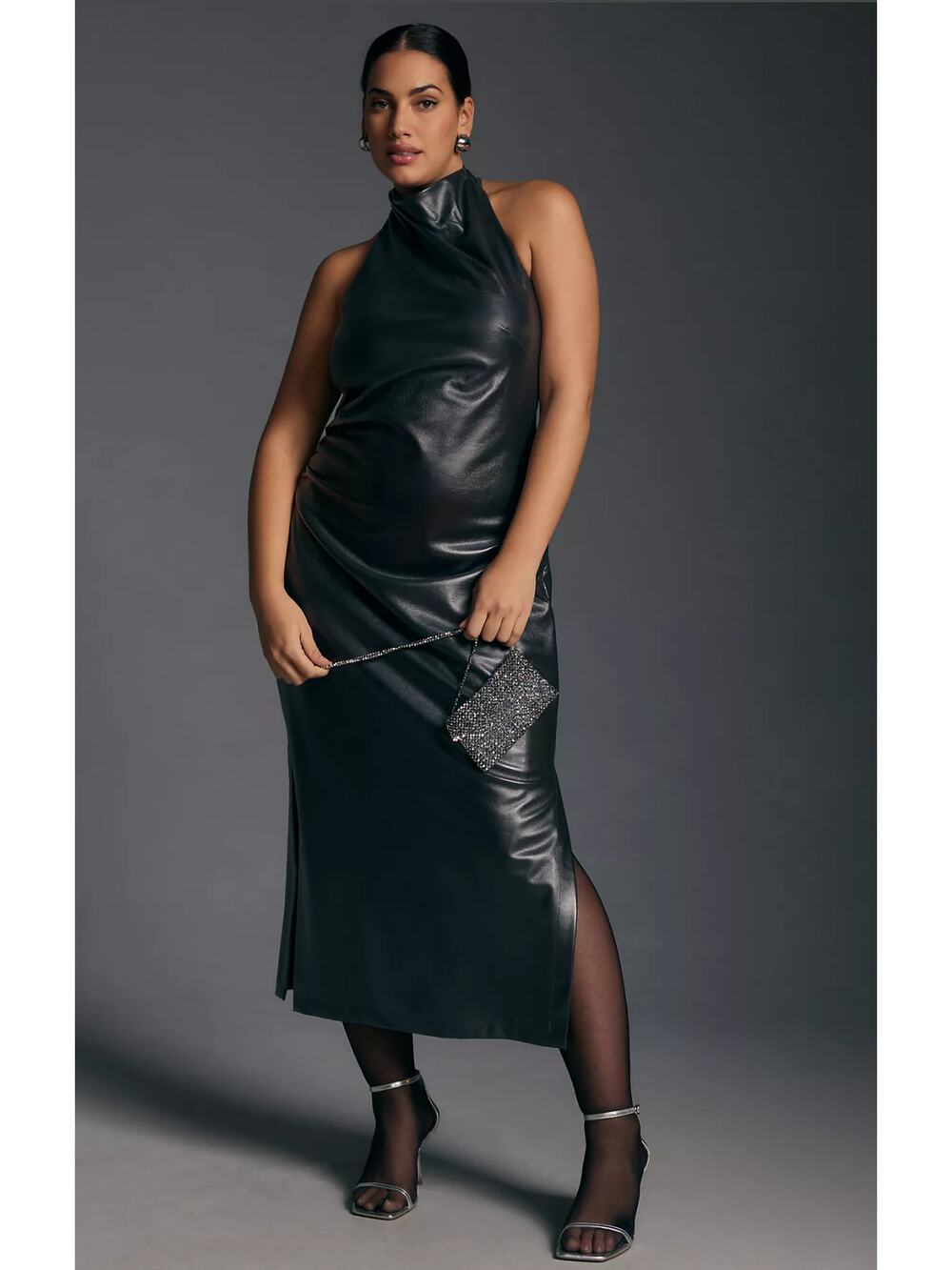 NWT Anthropologie Black Halter Midi Dress - Size 1X